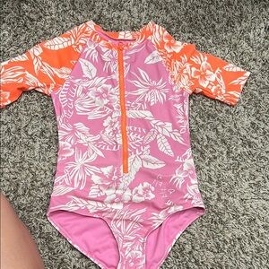 Floral Kids Swimwear - Pink and Orange
